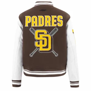 Women’s San Diego Padres Mashup Brown Wool Varsity Jacket