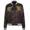 Women’s San Diego Padres Mashup Full-Snap Brown Satin Varsity Jacket