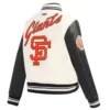 Women’s San Francisco Giants Retro Classic White & Black Varsity Jacket 1