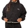 Women's Stussy 8 Ball Sherpa Off White & Black Jacket