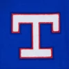 Women's Texas Rangers Retro Blue Varsity Jacket with Genuine Leather Sleeves