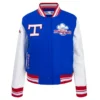 Women's Texas Rangers Retro Classic Blue and White Varsity Jacket