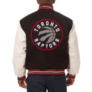 Wool and Leather Toronto Raptors Domestic Two Tone Black Jacket 1