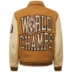 World Champs Homme+Femme Brown and Camel Varsity Jacket 1