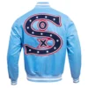 hicago White Sox Retro Classic Satin Varsity Blue Jacket 1