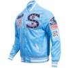 hicago White Sox Retro Classic Satin Varsity Blue Jacket 2