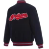 leveland Indians One Color Classic Rib Knitted Wool Varsity Navy Jacket 1